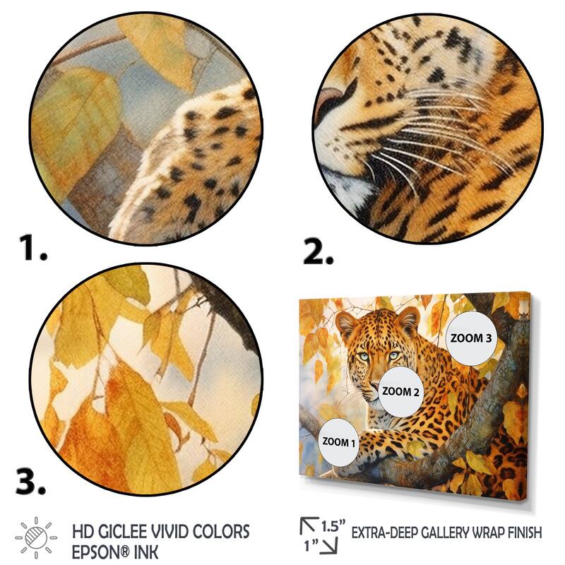 Designart "Leopard Grace I" Animals Multipanel Canvas Print set