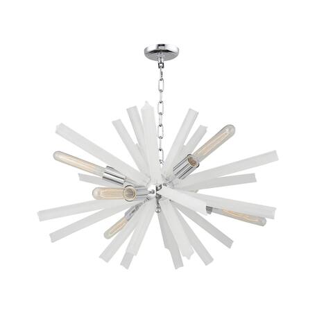 Currier 9 Light Sputnik Chandellier in Chrome and White Crystals