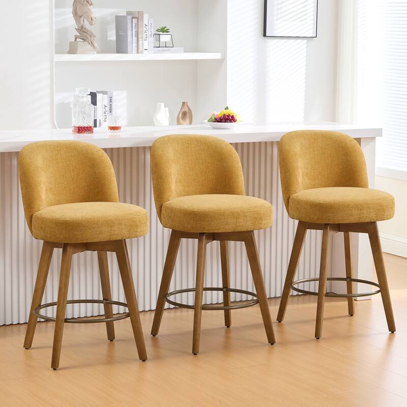 Fabric Upholstered Counter Height Swivel Bar Stools - 37.8"H x 19.7"W x 23.2"D