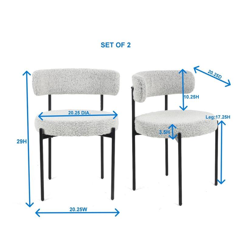 Durban 5-Piece Round Dining Set, Trestle Dining Table with 4 Boucle Chairs for Breakfast Nook, Kitchen, Living Room