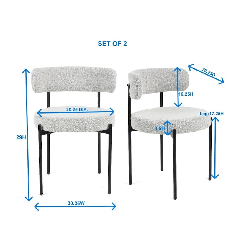 Roundhill Durban 3-Piece Round Dining Set, Trestle Dining Table with 2 Boucle Chairs