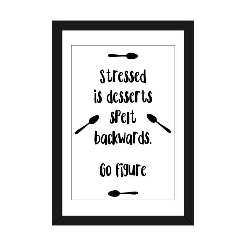 iCanvas "Stressed Is Desserts Spelt Backwards" by Pixy Paper - Black - 32x24x1