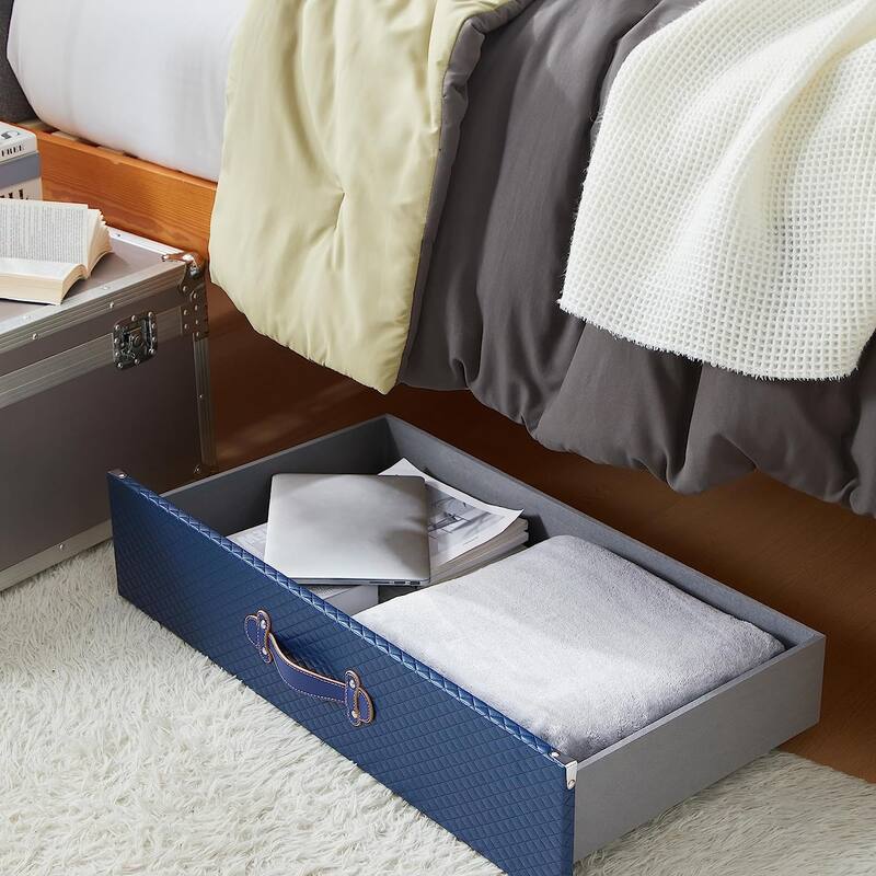 Texture® Brand - Rolling Under Bed Storage Drawer by DormCo - Navy Diamond