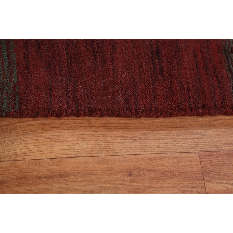 Decorative Contemporary Gabbeh Oriental Rug Hand-Knotted Wool Carpet - 9'8" x 9'10" Square