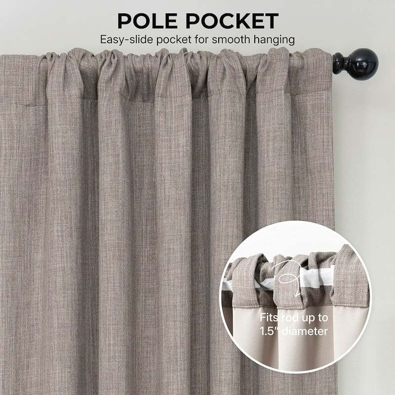 Exclusive Fabrics Textured Faux Linen Room Darkening Curtains for Bedroom & Living Room Curtains (1 Panel)