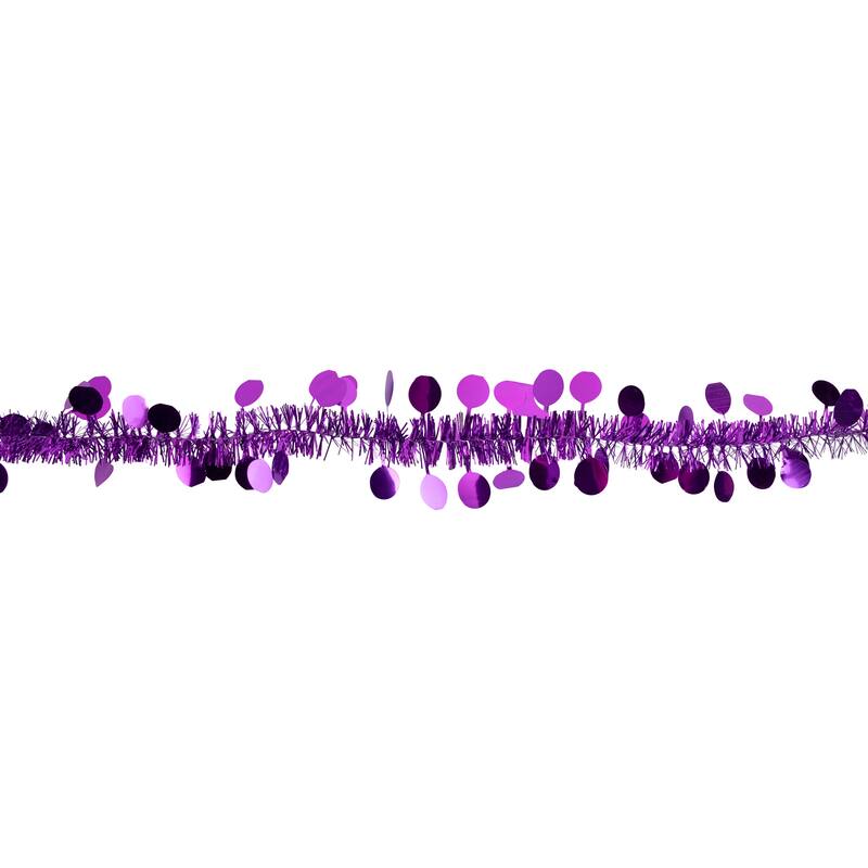 Tinsel Polka Dot Commercial Christmas Garland 50' x 1.5" Purple Unlit