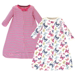Touched by Nature Baby Girl Organic Cotton Long-Sleeve Wearable Sleeping Bag, Sack, Blanket, Bright Butterflies