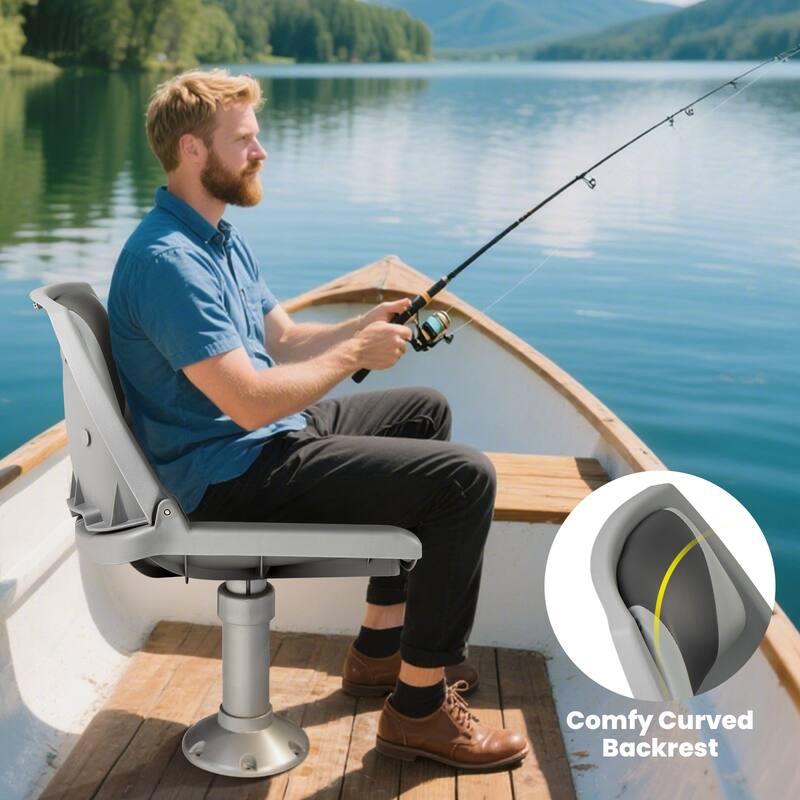 Gymax Folding Fishing Boat Seat w/High-density Sponge Cushion PVC