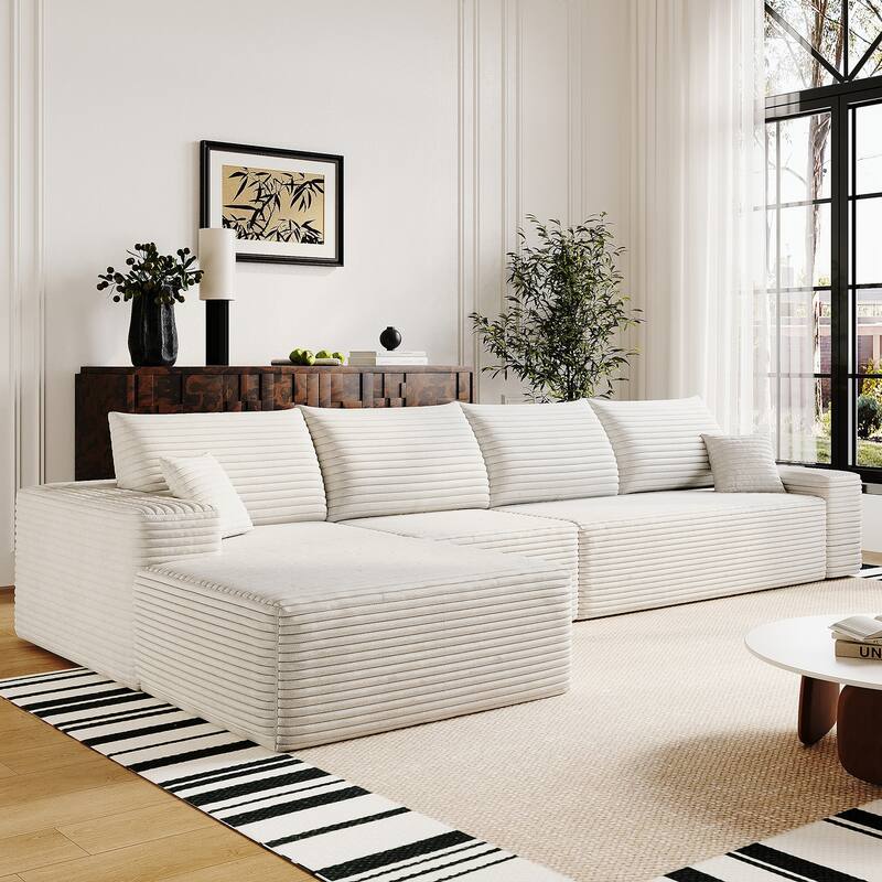 Sofa 135-in Casual White 4 -seater Left Sectional - 8' x 10' - Left Facing