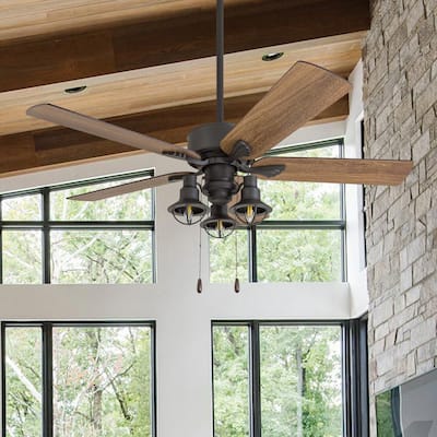 The Gray Barn Stormy Grain 52-inch Aged Bronze LED Ceiling Fan