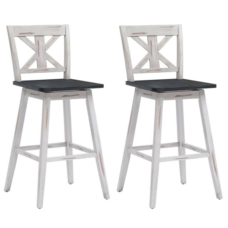 29 Inch Bar Stool Set of 2 with 360° Swivel Seat and Non-Slip Foot Pads
