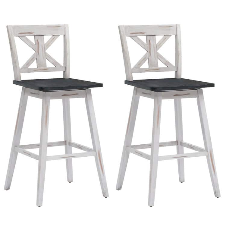 29 Inch Bar Stool Set of 2 with 360° Swivel Seat and Non-Slip Foot Pads