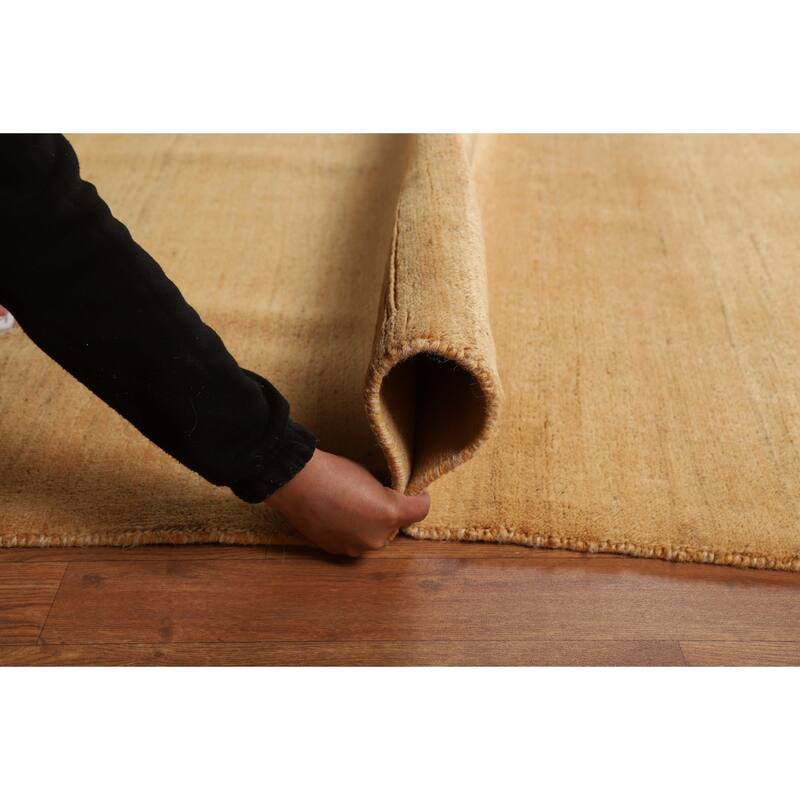 Modern Yellow Gabbeh Oriental Area Rug Handmade Wool Carpet - 8'11"x 13'9"