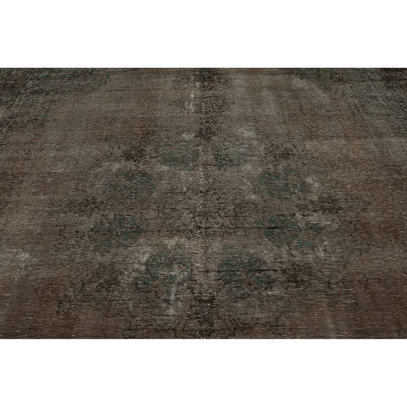 Hand Knotted Oriental 100% Wool Carpet Traditional Medallion Brown Tabriz Area Rug - 12' 10'' X 9' 1''