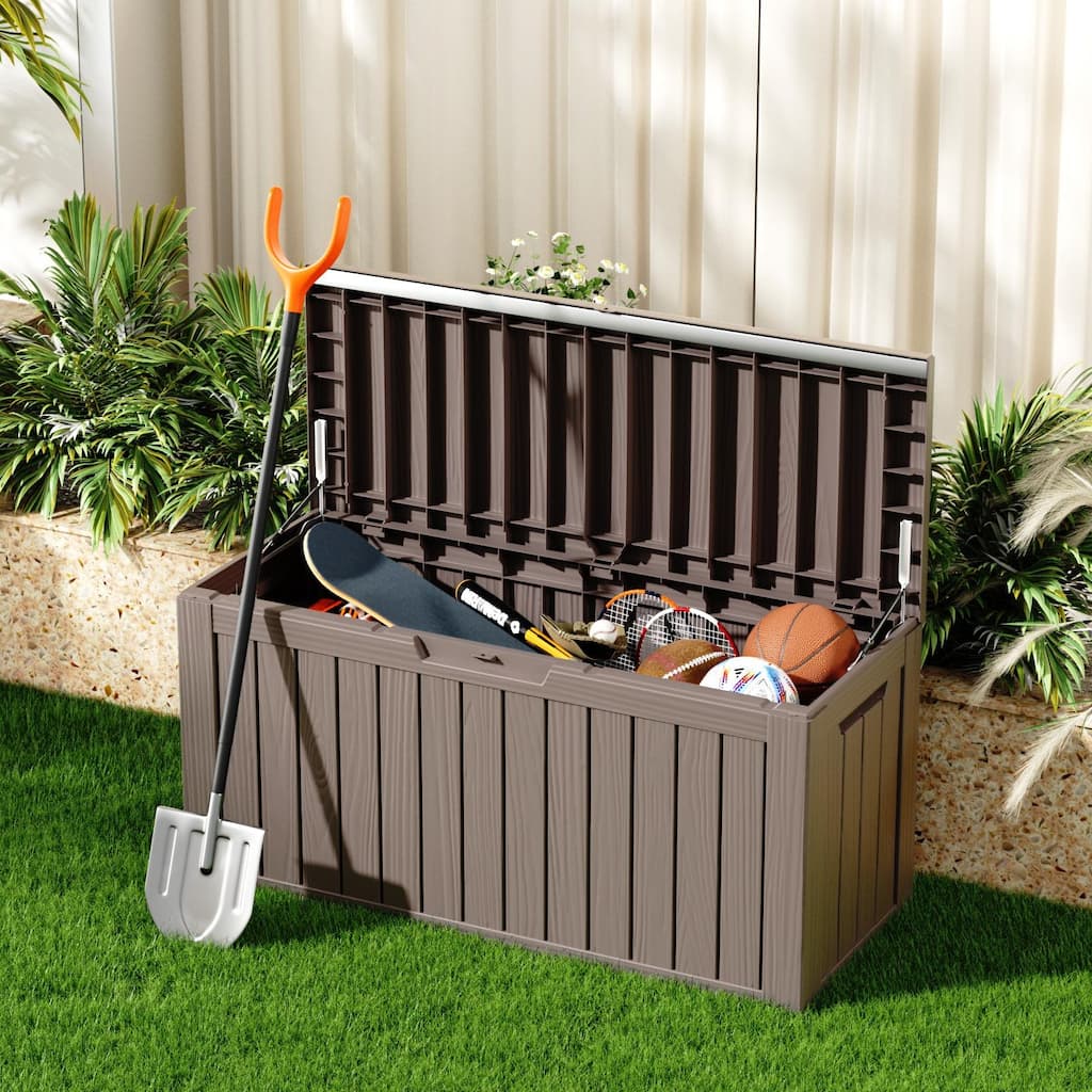 80 Gallon Compact Durable Resin Outdoor Storage Deck Box For Furniture and Supplies