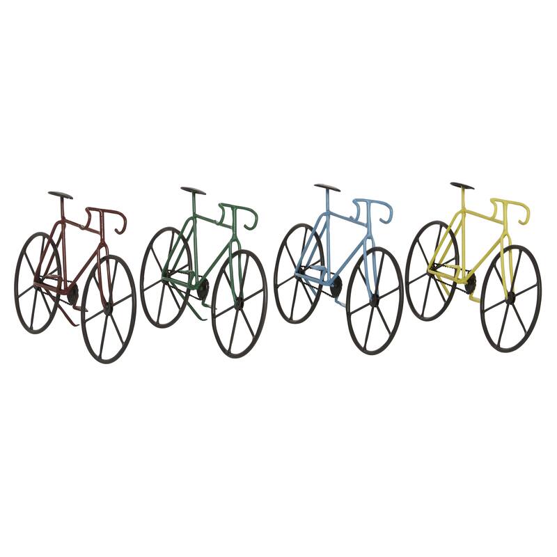 Multi Colored Metal Handmade Bike Sculpture (Set of 4)