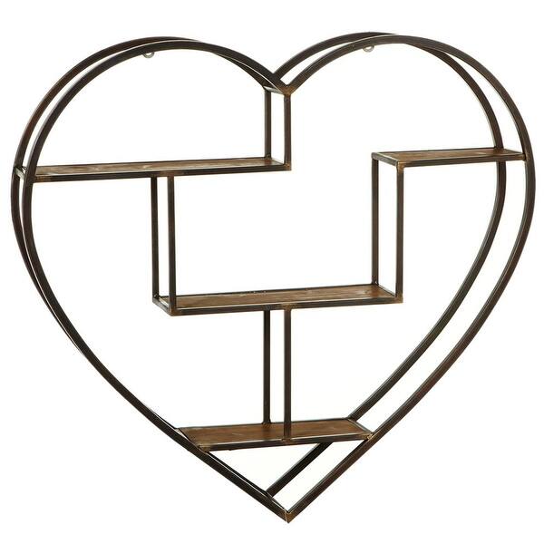 Shop 31 Brown Metal And Wood Heart Shaped Decorative 3 Tier Wall