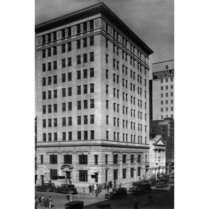 Tradesmen's national Bank Building Black and White Gallery Wrapped Canvas