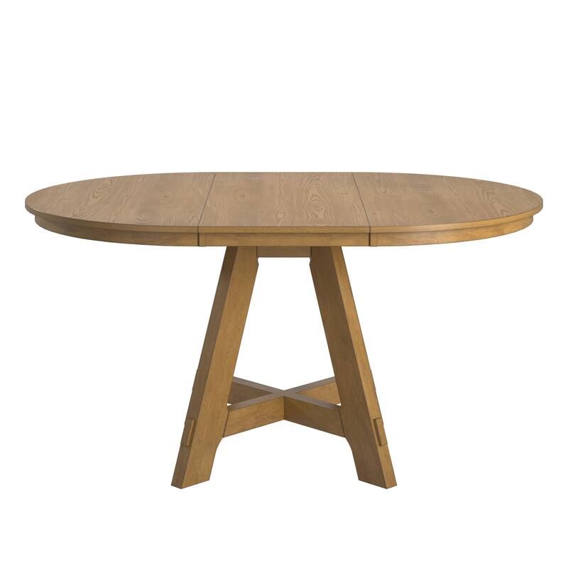 Harstad 42"-60" Wood Finish Extendable Round Dining Set by iNSPIRE Q Modern