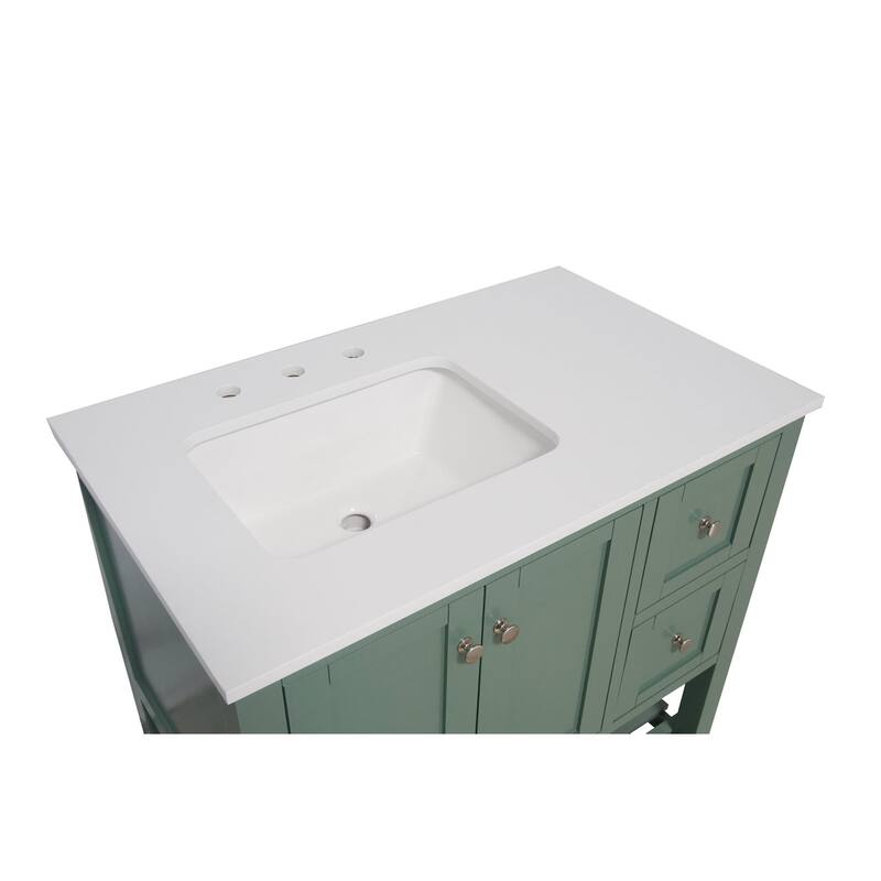 KitchenBathCollection Lakeshore 36" Bathroom Vanity with Engineered White Top