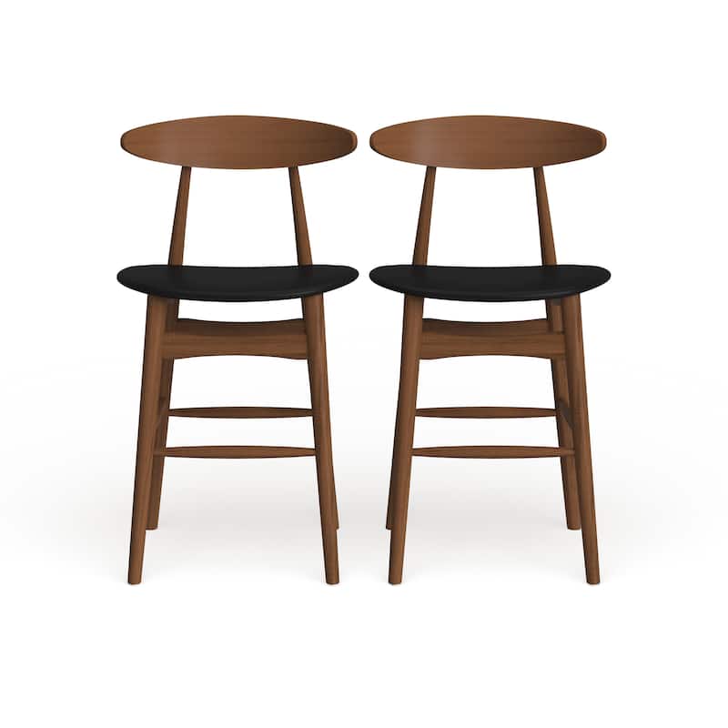 Carson Carrington Solna Mid-century Black Faux Leather Counter Stool (Set of 2)