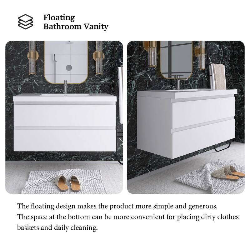 Floating Bathroom Vanity with Integrated Resin Top