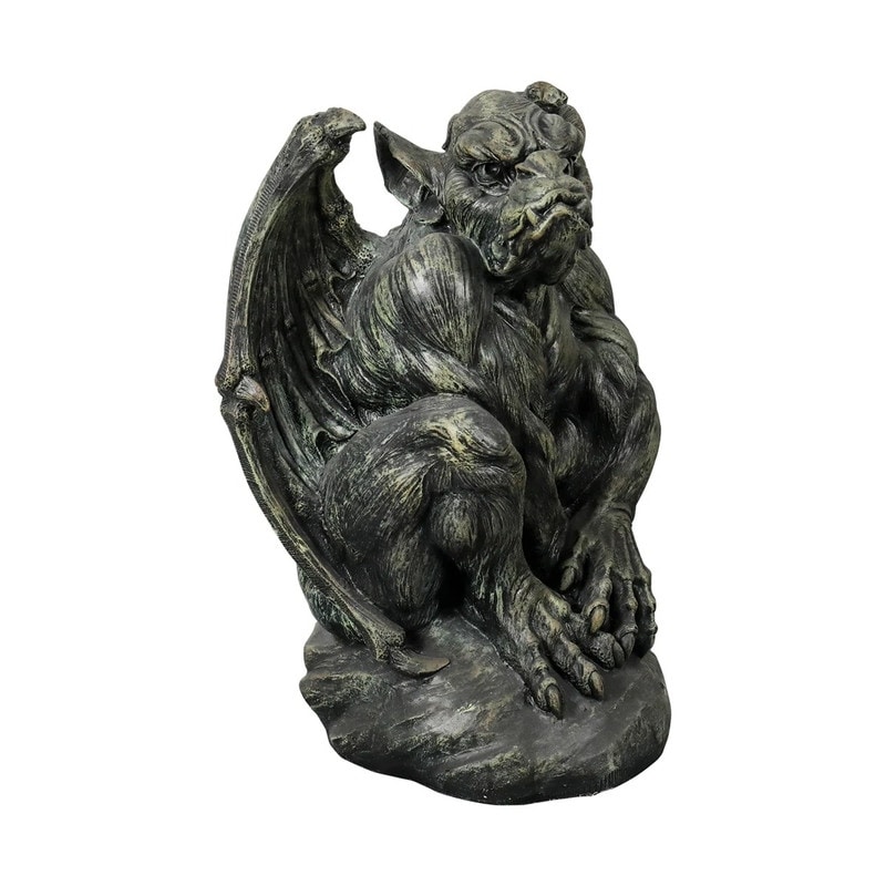 SunJet 23.2" Concrete Large Silas Sentinel Gargoyle Guardian Sculpture