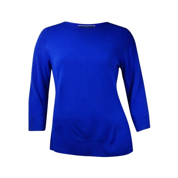 Karen Scott Women's Solid Ribbed Boat Neck Sweater