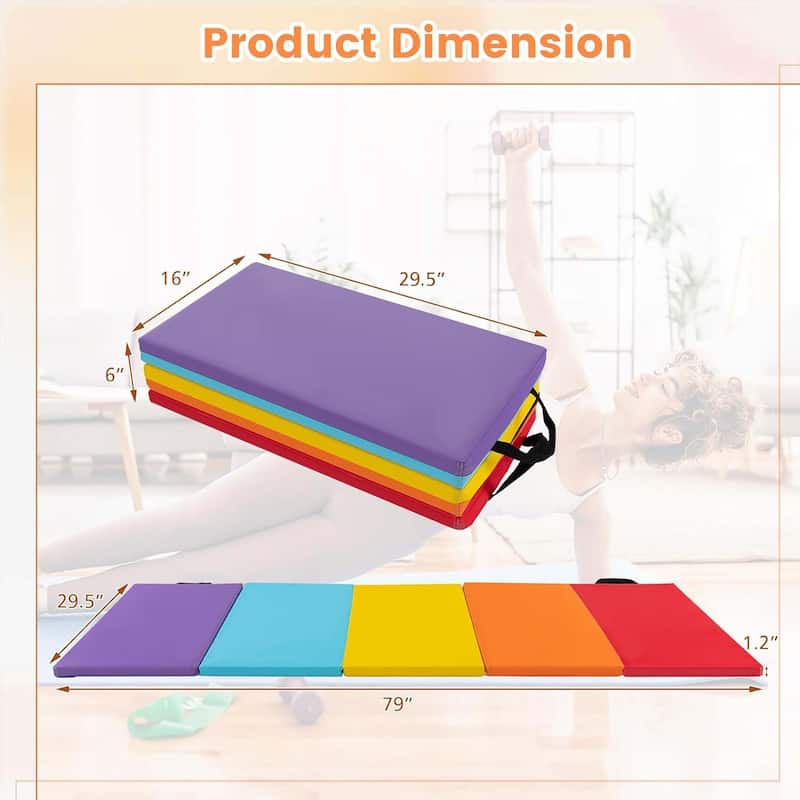 5-Panel Folding Tumbling Mat Gymnastics Mat w/Carrying Handles