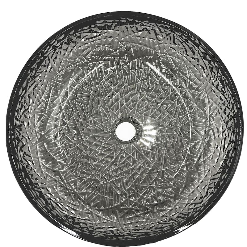 Moonshell 16" Round Decorative Crystal Vessel Sinks With White Base