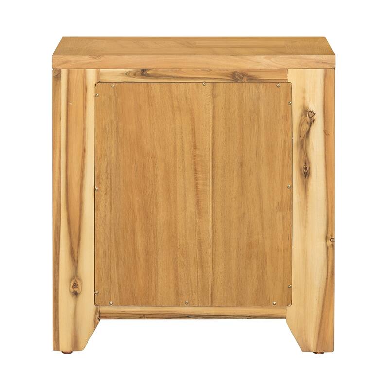 Nightstand Brown Office Wooden Accent Cabinet, Magazine Storage Cabinet, Living Room Small Storage Cabinet with 2 Drawer