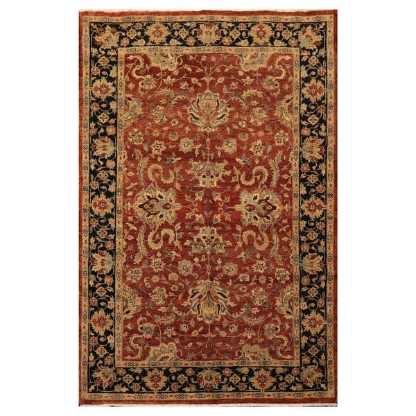 slide 2 of 9, Hand Knotted Brown New Zealand Wool Oriental Area Rug(6x9) - 6' 1'' x 9' 5''
