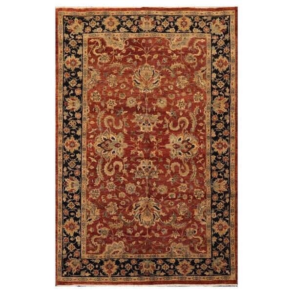slide 2 of 9, Hand Knotted Brown New Zealand Wool Oriental Area Rug(6x9) - 6' 1'' x 9' 5''