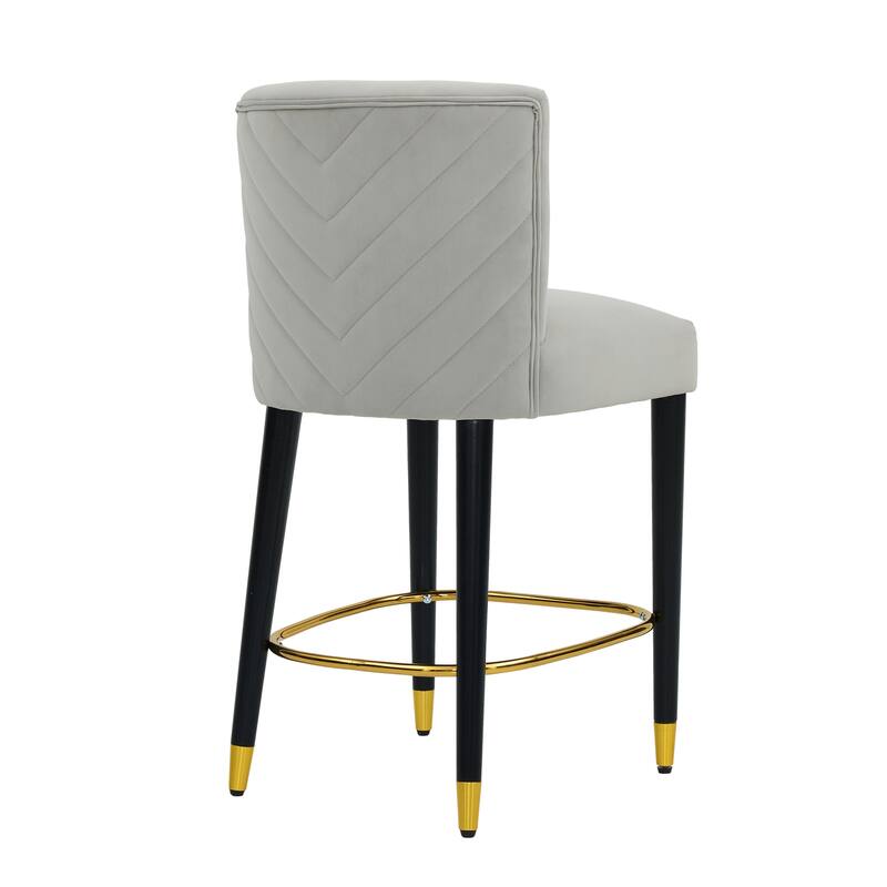 27 inch-counter stool, modern design with a smooth, light - colored fabric and circular footrest