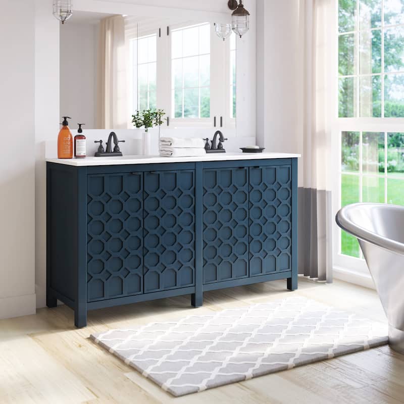 60" Unique Double Bathroom Vanity