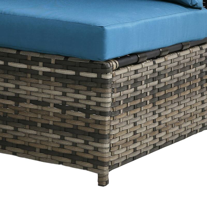 5-Person Outdoor Wicker Patio Conversation Sets with Table and Cushion