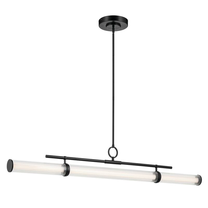 Riven 60.25 Inch LED 1 Light Linear Chandelier with Clear Fluted Glass in Black