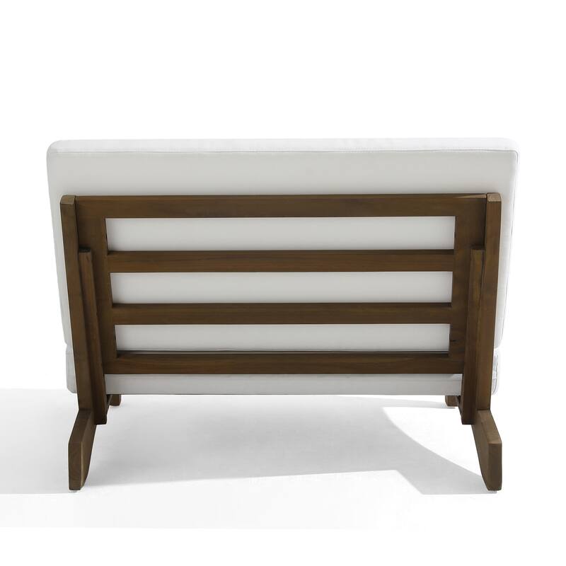 4 Piece Outdoor Wood Loveseat Chair Conversation Set with Cushion
