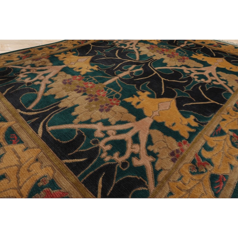 7'8''x10'6'' Hand Knotted Wool Turquoise Tibetan Crafts Plush Pile Rug - 7' 8'' x 10' 6''