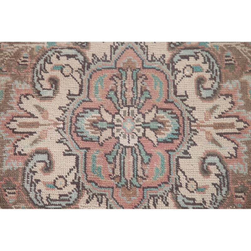 Pink Tabriz Persian Vintage Area Rug Hand-Knotted Wool Carpet - 6'3"x 9'2"