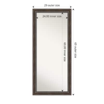 Non-Beveled Wood Full Length Floor Leaner Mirror - Rustic Pine Frame - Rustic Pine - Glass Size 24 x 60