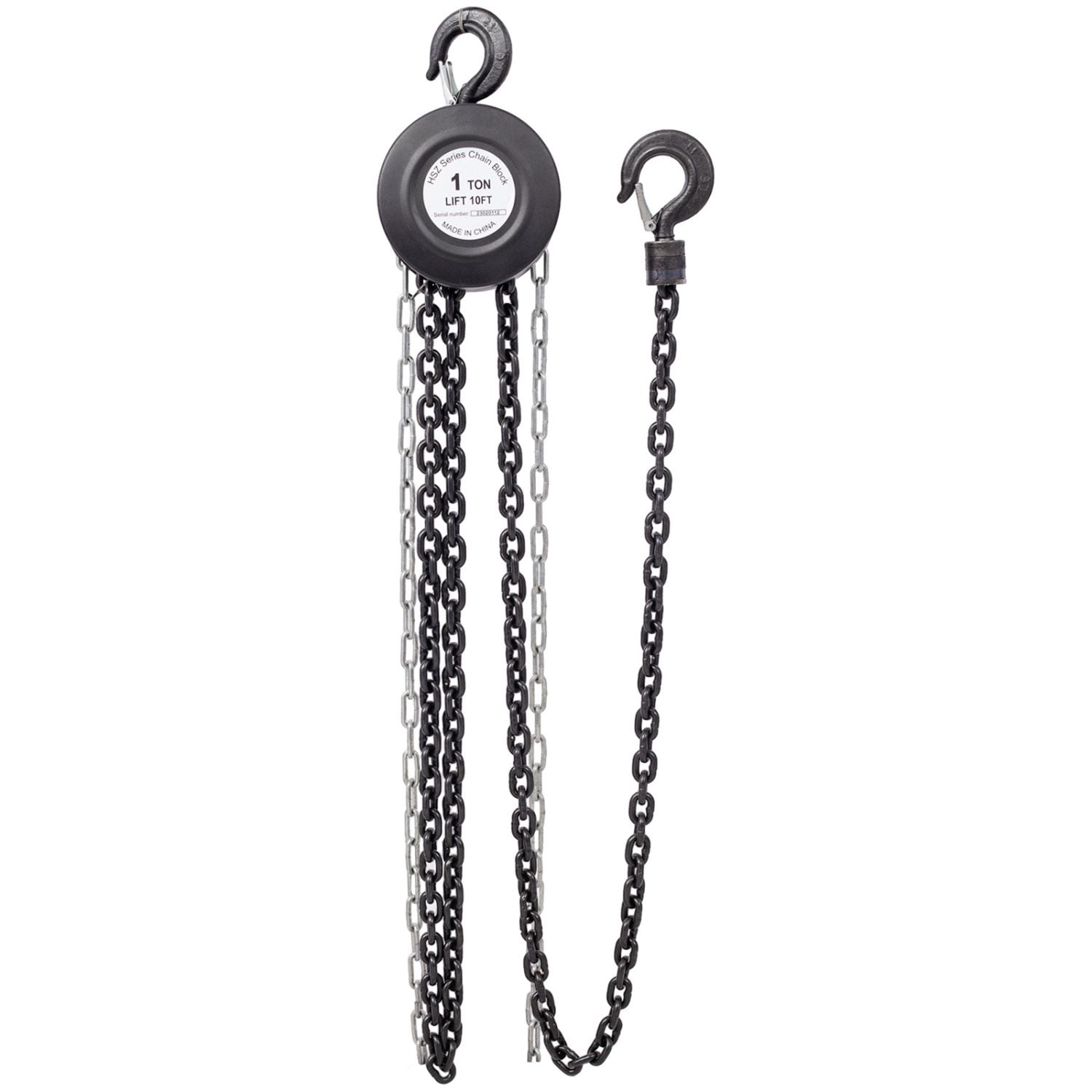 Chain hoist 2200 lbs.Black 10 ft. Steel Manual Chain Hoist Log Hook with 2 Heavy Duty Hooks