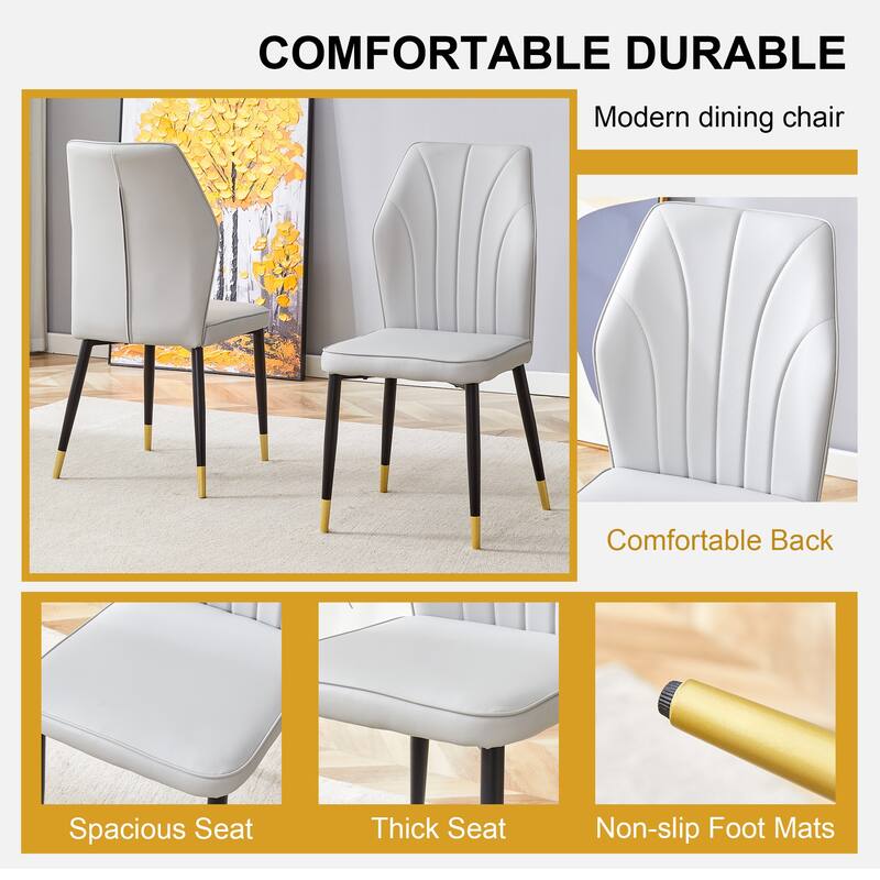 Set of 8 Modern Dining Chairs With Backrest And Black Metal Legs