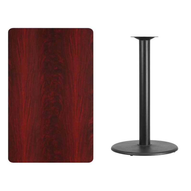 30'' x 48'' Rectangular Laminate Table Top with 24'' Round Bar Height Table Base - 30"W x 48"D x 43.125"H