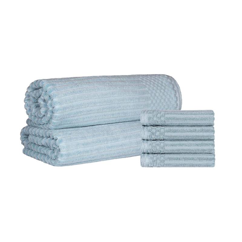 Ribbed Cotton Absorbent Heavyweight Hand Towel and Bath Sheet Set by Superior
