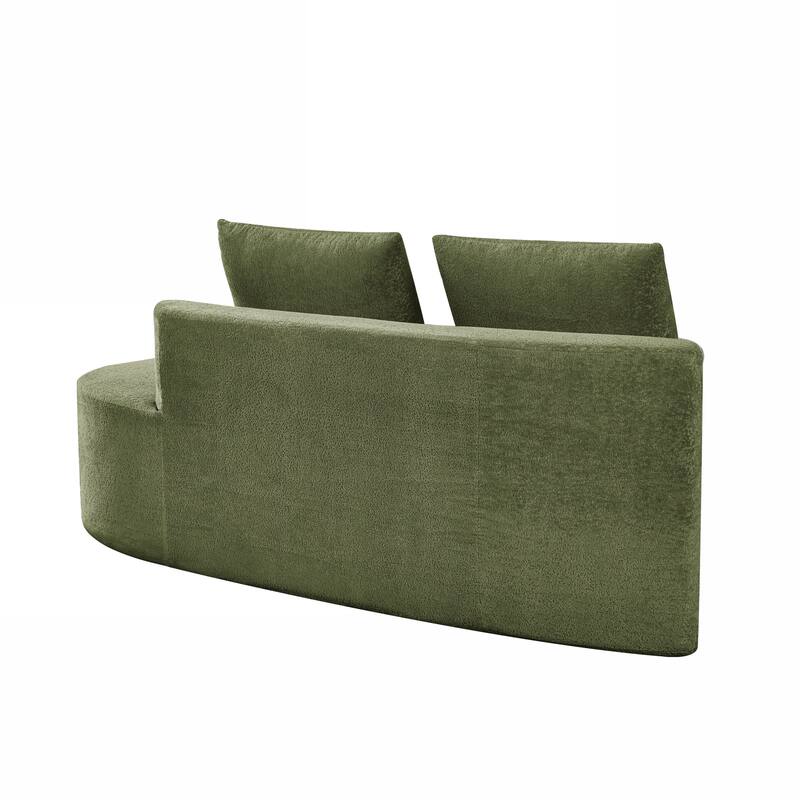 116" Pearl Upholstery Curved Sectional Sofa with Chaise Lounge, High-Density Compressed Sponge Design