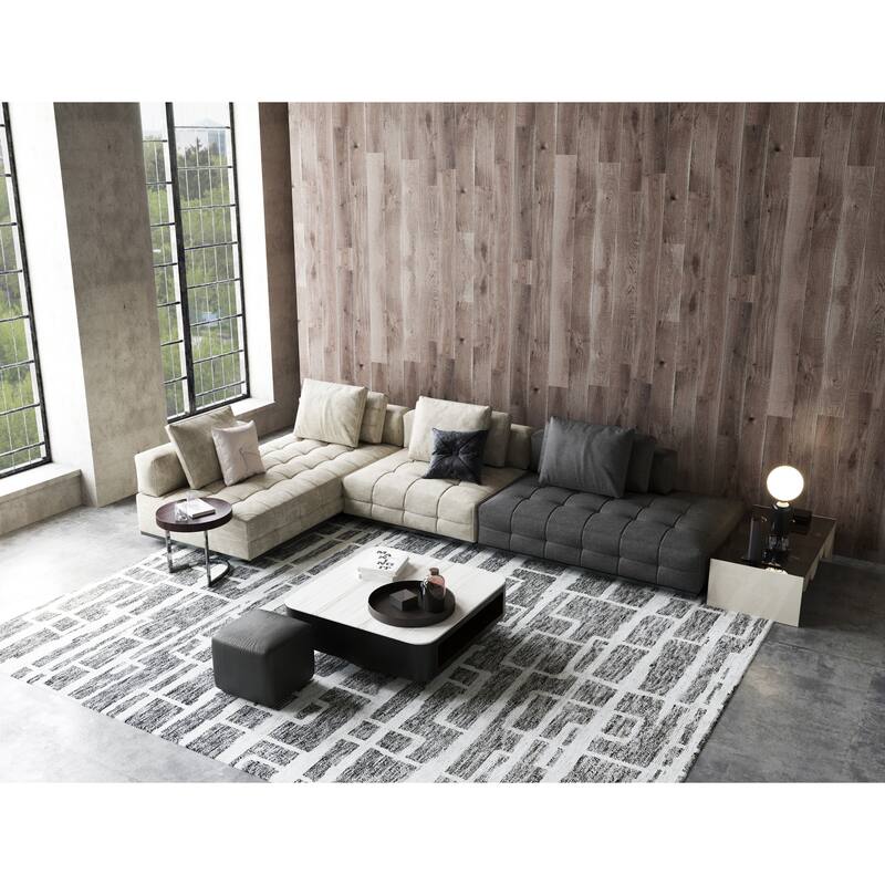 EXQUISITE RUGS Aldridge Hand-knotted Wool/Bamboo Silk Charcoal/Ivory Area Rug.