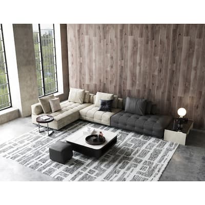 EXQUISITE RUGS Aldridge Hand-knotted Wool/Bamboo Silk Charcoal/Ivory Area Rug.