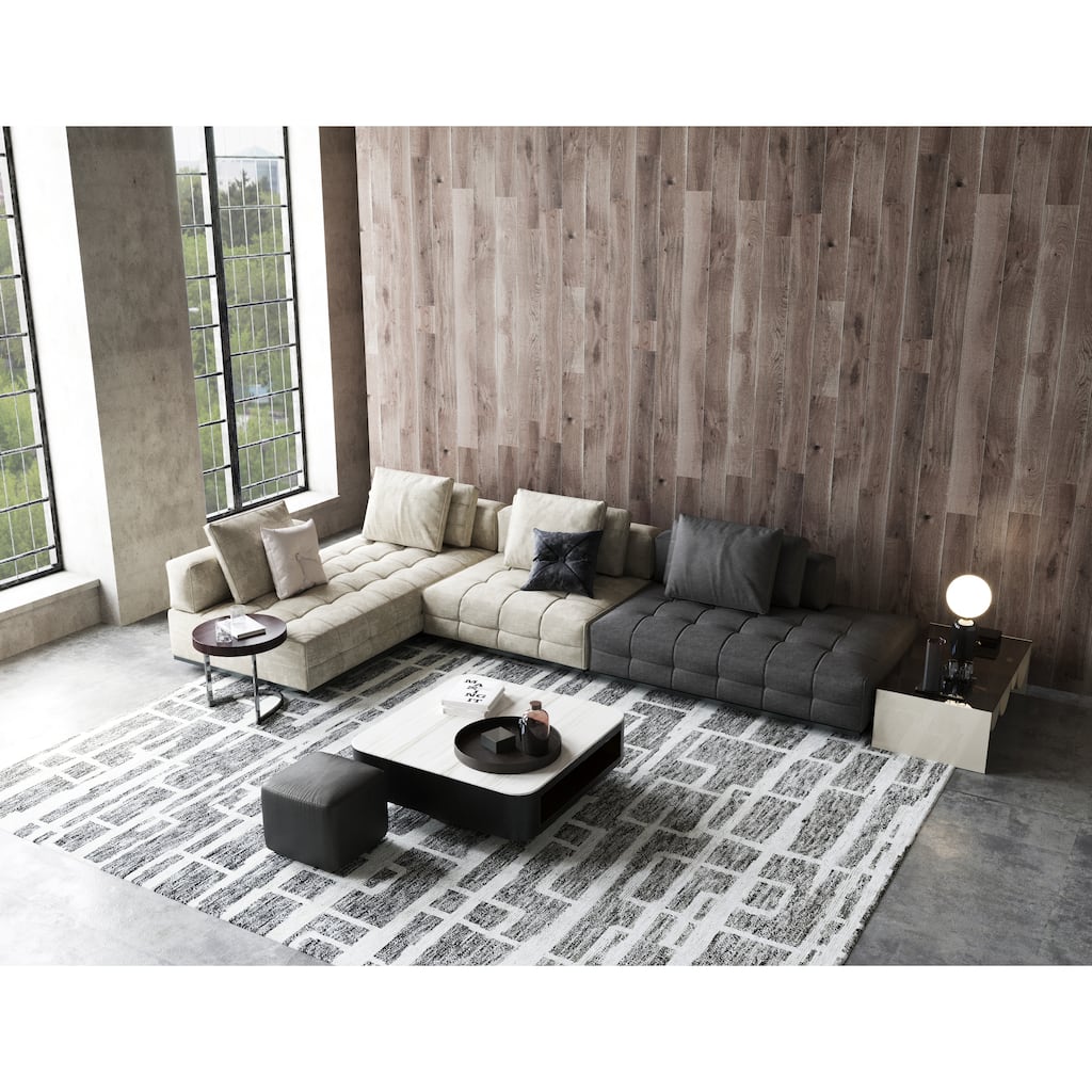 EXQUISITE RUGS Aldridge Hand-knotted Wool/Bamboo Silk Charcoal/Ivory Area Rug.