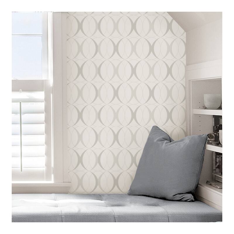 NuWallpaper Circulate Light Silver Peel & Stick Wallpaper - 216in x 20.5in x 0.025in